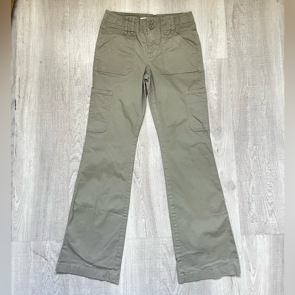 Khaki Green Flare Cargo Pants